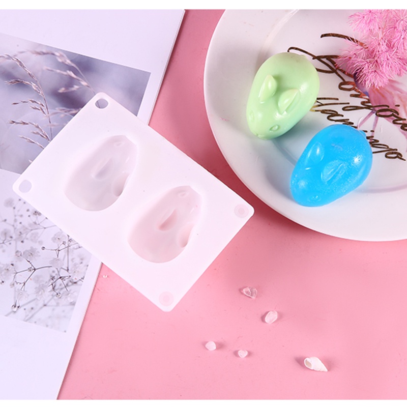Khuôn Silicone Làm Bánh / Xà Phòng 2 Ngăn Tạo Hình Thỏ / Heo Đáng Yêu