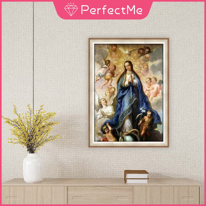 Bộ tranh đính đá tự làm họa tiết chúa Jesus 30X40cm