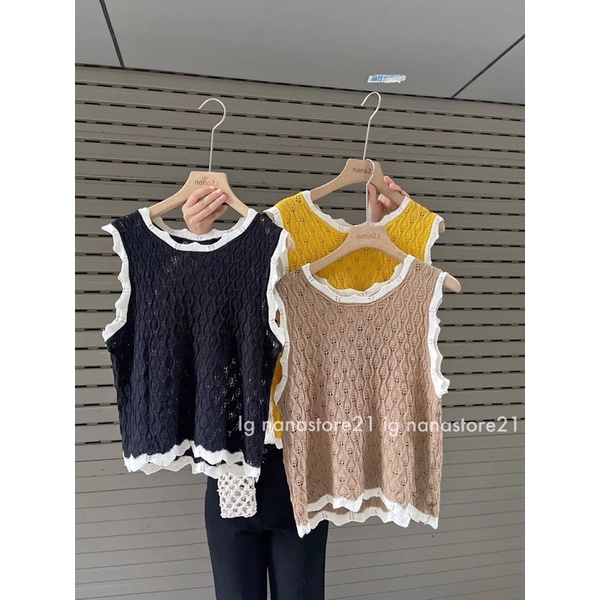 Áo ba lỗ len móc hoạ tiết Nana21 Nanastore21