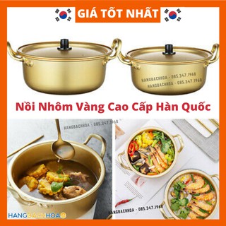 Nồi nhôm vàng cao cấp Hàn Quốc nấu mì Ramen với tay cầm đôi, nồi nhôm vàng nhập khẩu Expo 26cm