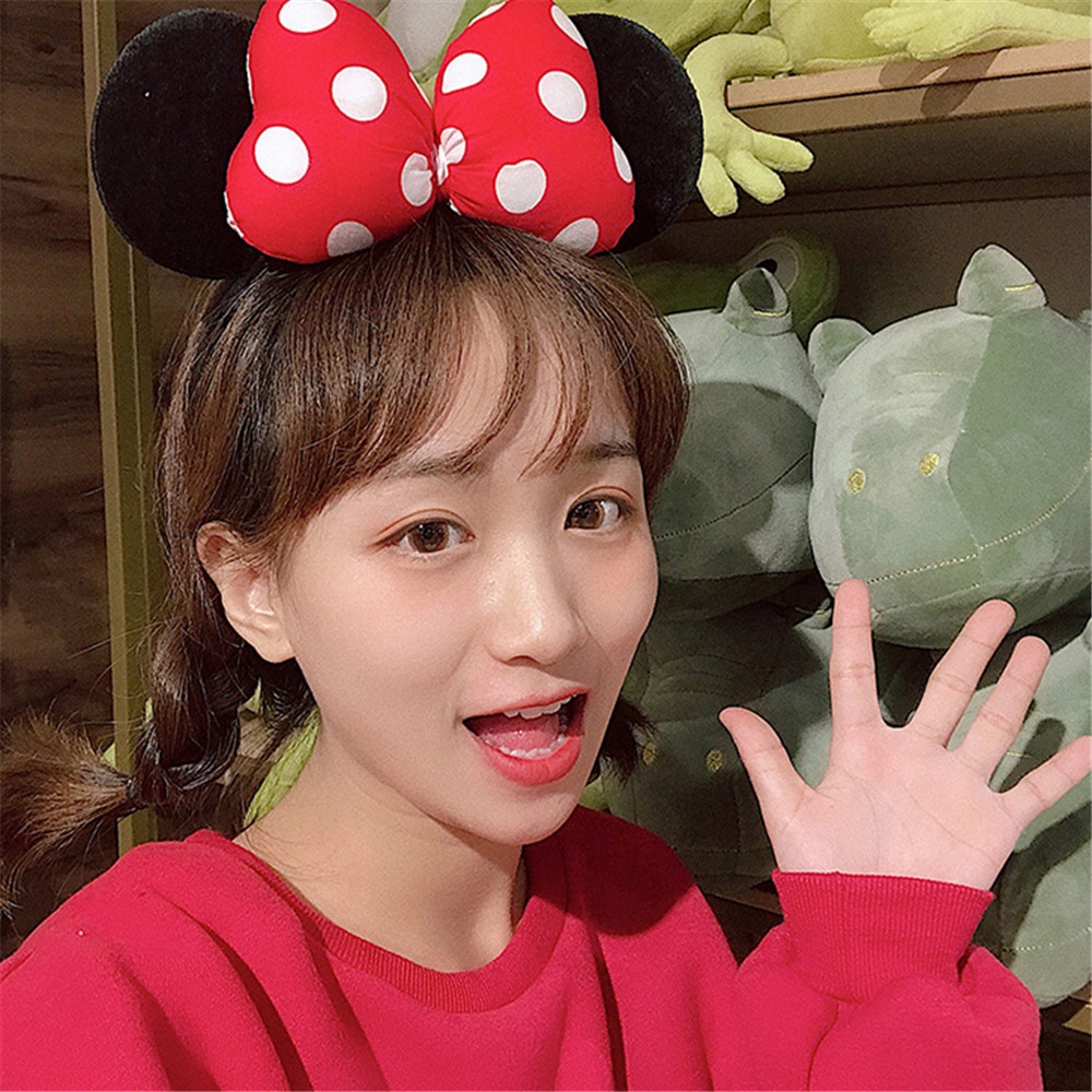 Băng Đô Cài Tóc Hình Tai Chuột Mickey/ Minnie Có Đèn LED Phong Cách Công Chúa Cho Trẻ Em