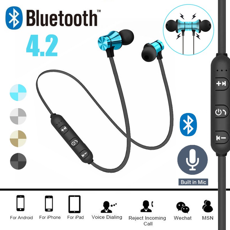 Tai Nghe Bluetooth Thể Thao Có Nam Châm Cho Iphone X Android
