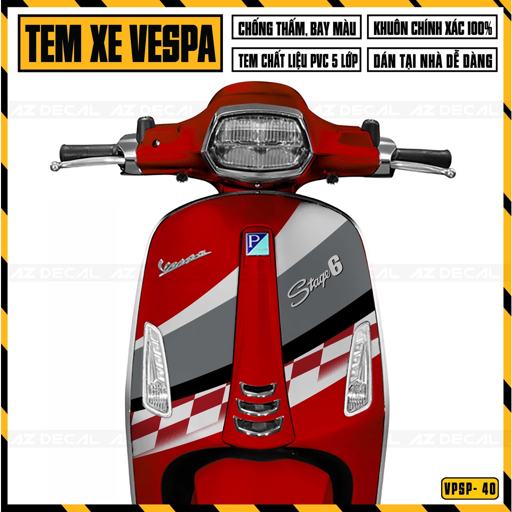 Tem Xe Vespa Sprint / Primavera Mẫu Stage 6 | VPSP40 | Decal Dán Vespa Đẹp, Chống Nước, Chống Bong Tróc