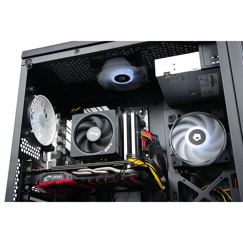 Bộ kit 3 Quạt Fan Case 12cm ID-Cooling DF-12025 RGB TRIO - Quạt thổi radiator, case, sức gió lớn, RGB đa màu tuyệt đẹp