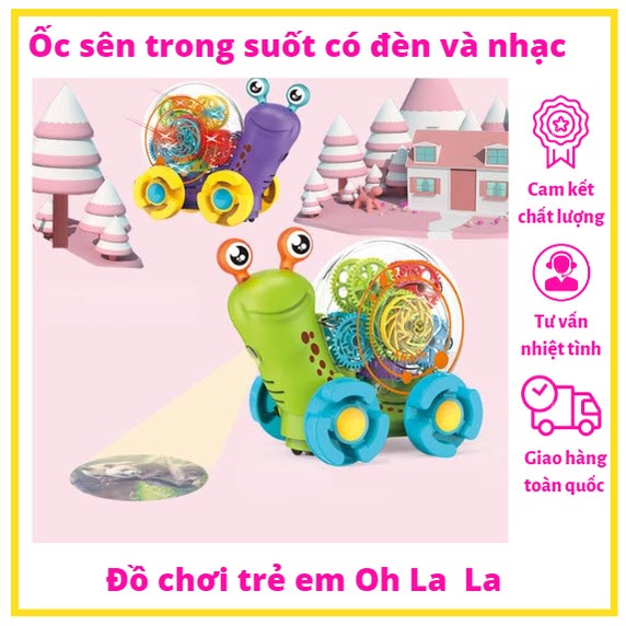 (Có Hộp) - ĐỒ CHƠI ỐC SÊN TRONG SUỐT TỰ ĐỘNG DI CHUYỂN PHÁT SÁNG VÀ NHẠC VUI NHỘN CHO BÉ