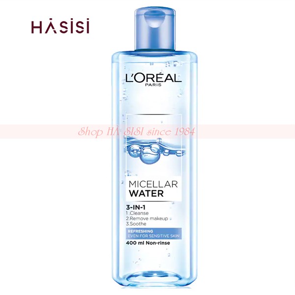 Nước Tẩy Trang Dành Cho Da Hỗn Hợp Nhờn, Da Nhờn L’OREAL MICELLAR WATER 3IN1 REFRESHING 400ml