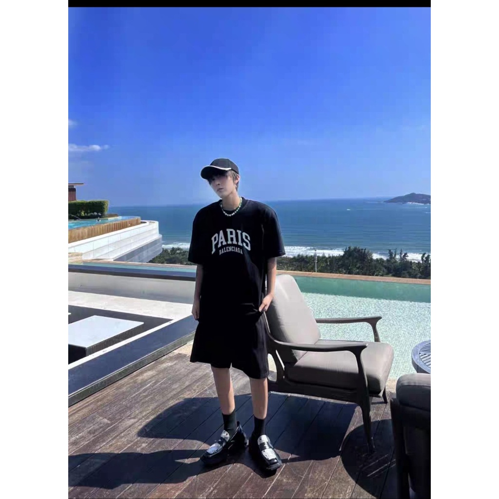 áo thun phối chữ PARIS bản lớn trước ngực phong cách đơn giản trẻ trung năng động, thoải mái du lịch dã ngoại mã TT96