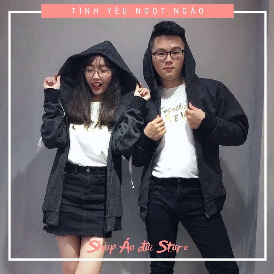 Áo khoác cặp nam nữ - COUPLE STORE - Áo khoác nỉ chất liệu cotton cao cấp,form chuẩn đẹp! CÓ TẶNG KÈM STICKER ỦI ÁO