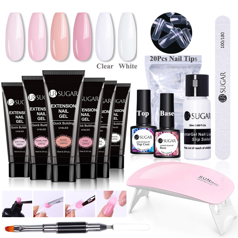 Bộ 6 gel nối dài móng tay UV LED UR SUGAR cao cấp 15ml