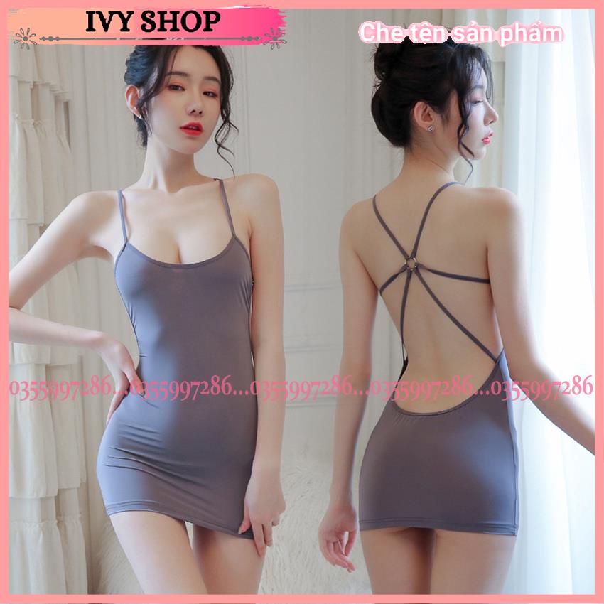 Váy Ngủ Body Thun Co Giãn Gợi Cảm  Hở Lưng Cách Điệu - Đầm Ngủ Sexy Nữ VB001 - Ivyshop