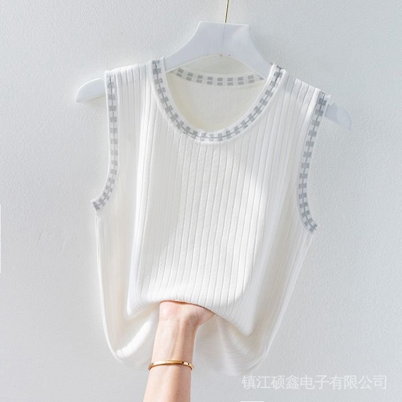 Áo Lụa Lạnh Không Tay Màu Trắng Thời Trang Dành Cho Nữ