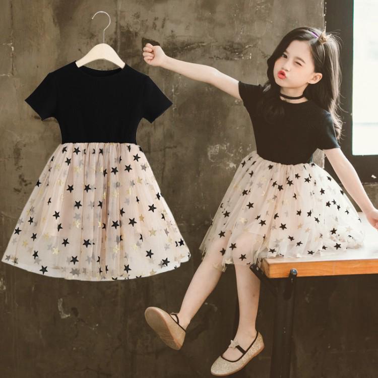 Đầm ngắn tay in họa tiết trái tim xinh xắn dành cho bé gái