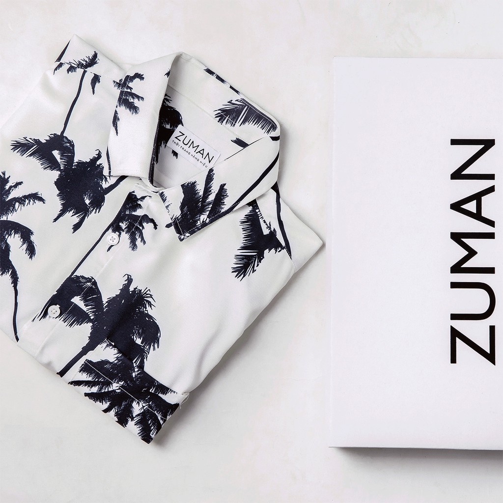 Áo sơ mi nam họa tiết tay ngắn Coconut Shirt ZUMAN ASM125, form suông, Chất lụa cao cấp, thoáng mát, không nhăn