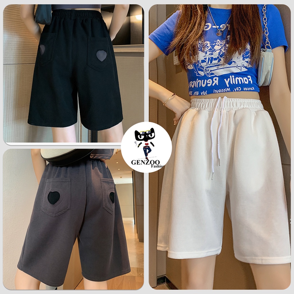 Quần đùi TÚI HEART nam nữ mặc kiểu dáng Unisex form rộng_GENZOO