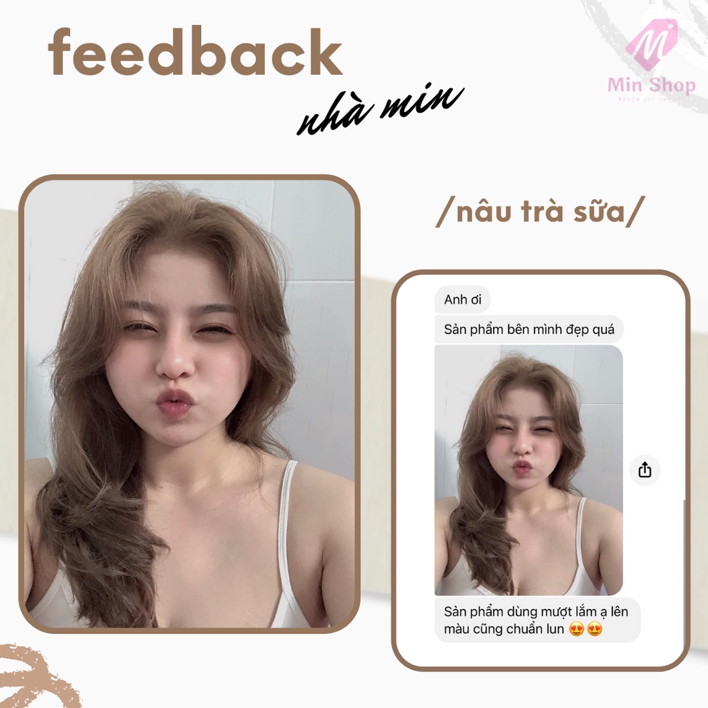 Thuốc nhuộm tóc, thuốc nhuộm tóc Trà Sữa MIN.HAIR, tặng kèm oxy trợ dưỡng và bao tay