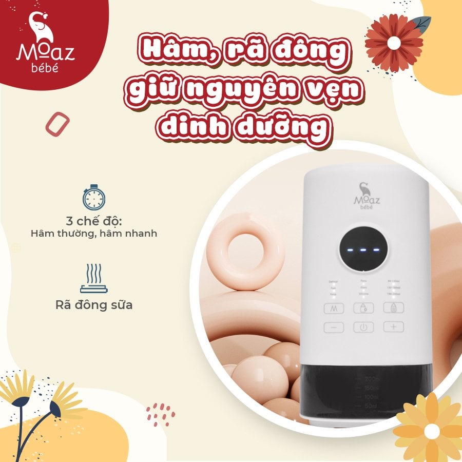 [Mẫu Mới] MÁY HÂM SỮA SIÊU TỐC ĐA NĂNG MOAZ BEBE MB033 BẢO HÀNH 12 THÁNG