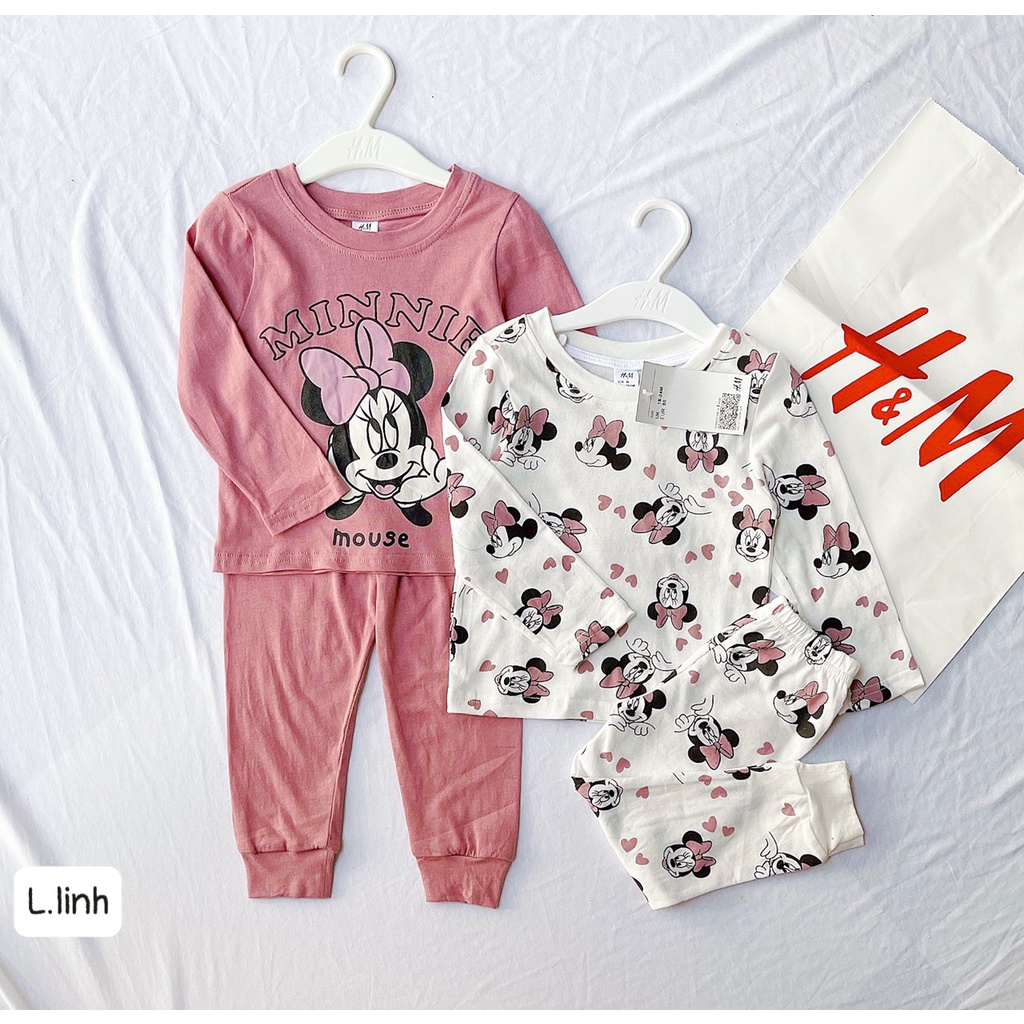 Set 2 bộ cotton HM bé gái, sét 2 bộ mickey dư xịn cho bé gái mẫu mới nhất 2022 chất mềm mịn hoạ tiết dễ thương