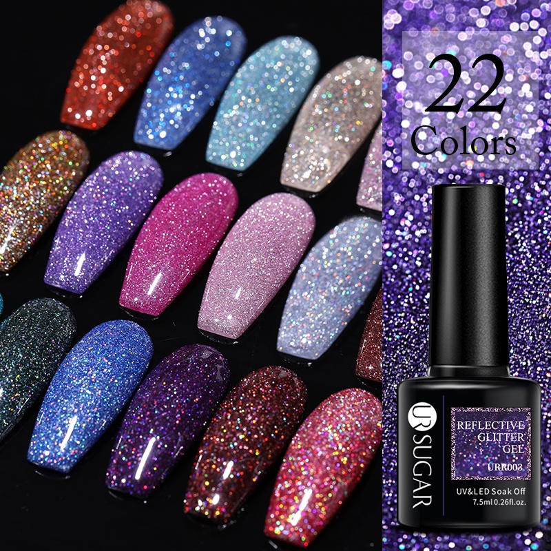 Sơn móng tay UR SUGAR màu phản quang sáng bóng 22 kiểu tùy chọn 7.5ml