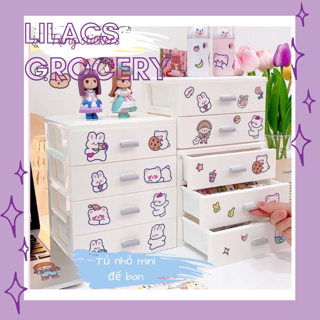 Tủ Trắng Nhỏ Xinh Để Bàn Đựng Đồ Dùng Decor Washitape Bullet Journal