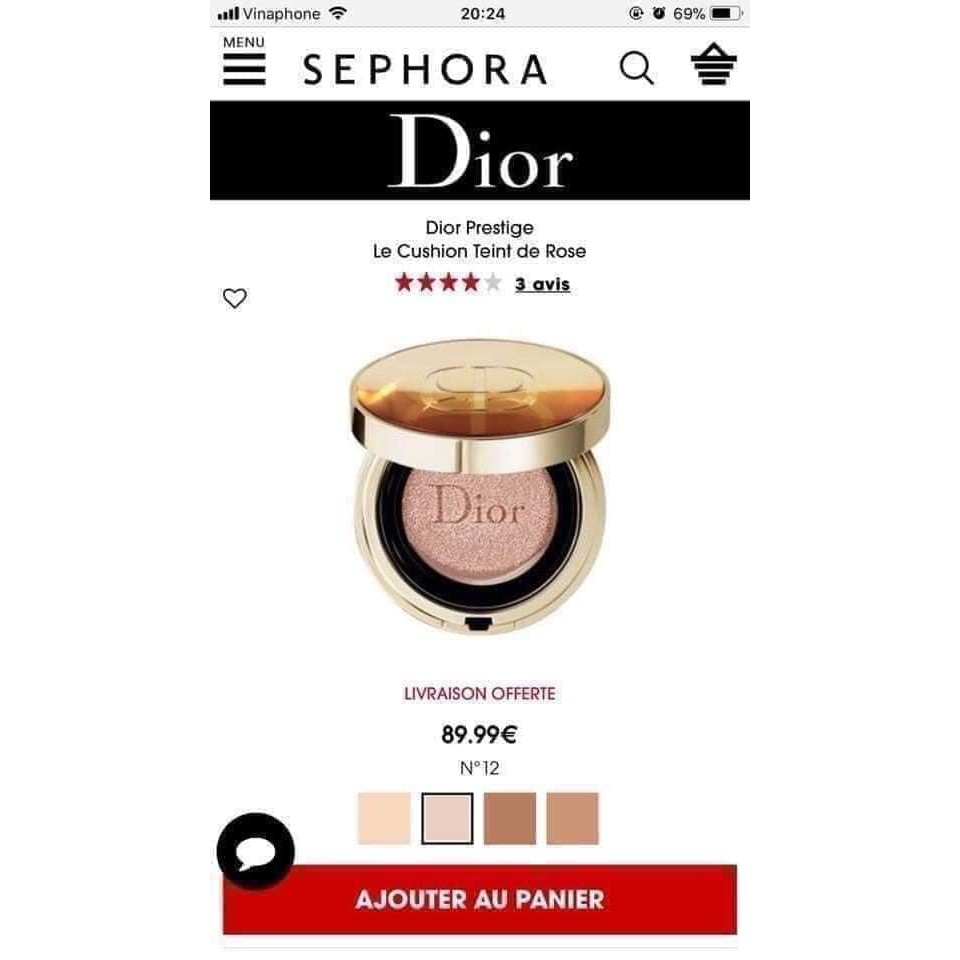 Cushion Dior  ❤️FREESHIP❤️ Phấn nước kiềm dầu, phấn phủ size mini 4g