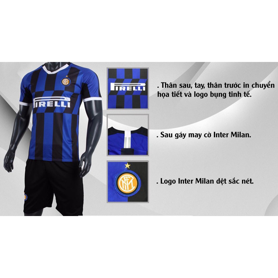 [Sale sốc] ÁO BÓNG ĐÁ CLB Inter Milan 2019 – 2020 Sân Nhà Sọc Xanh Đen