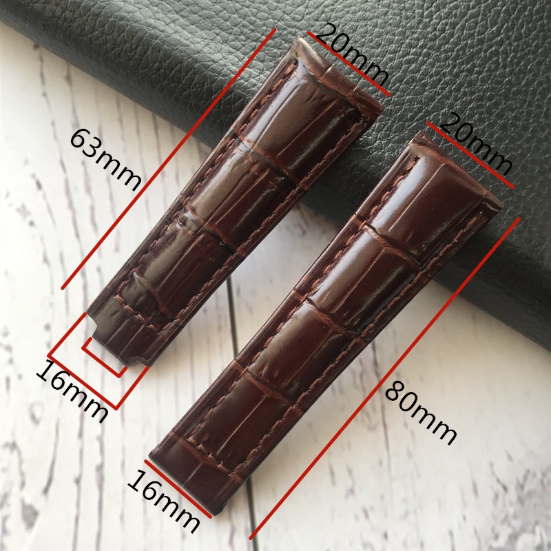 ROLEX Dây Đeo Bằng Da Thật Màu Xanh Lá 20MM Dành Cho Tàu Ngầm