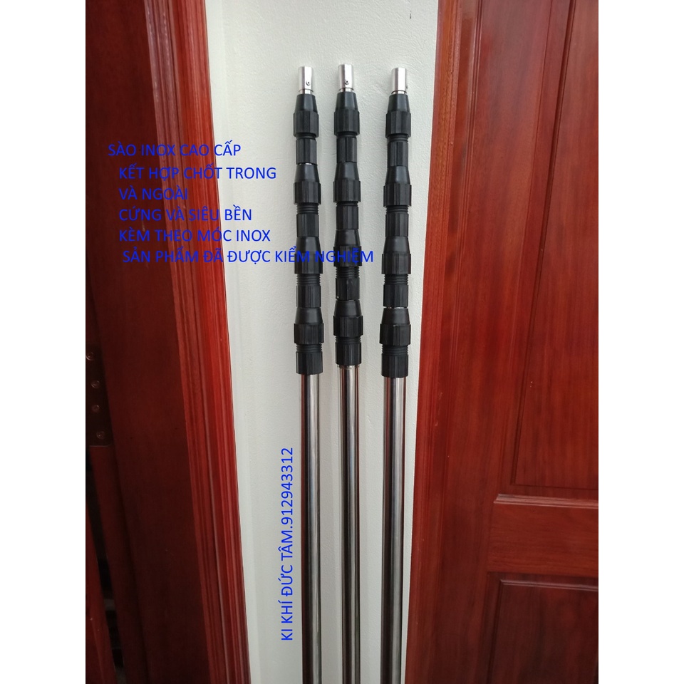 Sào rút inox đa năng,gậy kéo dài như ý,kéo ra thu gọn.móc cành cây,lấy quả trên cao,phơi đồ,treo lồng,quét trần