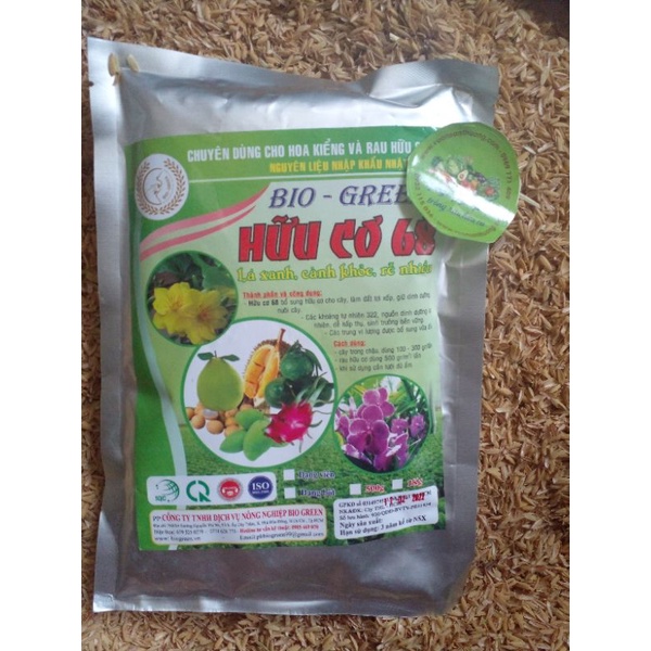Gói 500g Phân Bón Hữu Cơ 68 Bio Green 2 Lá Xanh, cành Khỏe, Rễ Nhiều Chuyên Dùng Cho Rau Củ Quả, Cây Cảnh, Hoa Hồng, Dâu