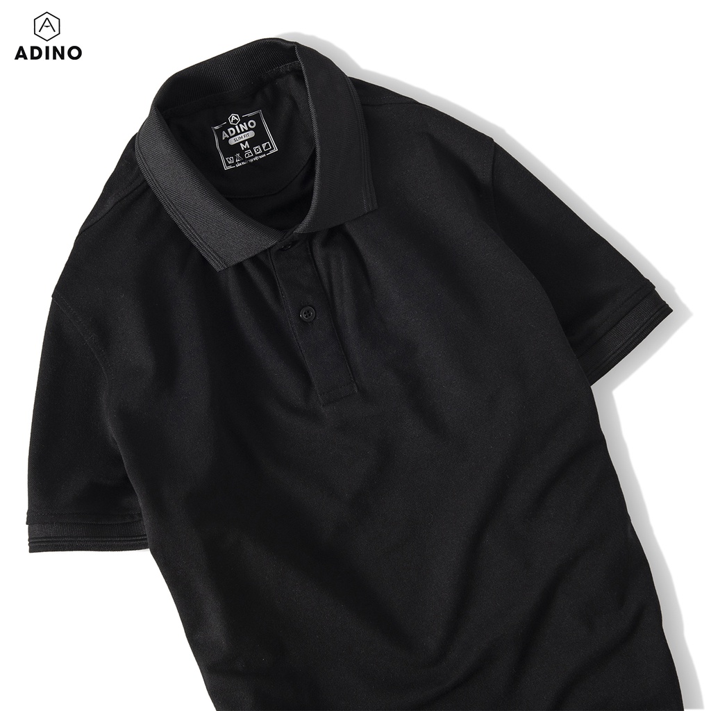 Áo polo nữ đen phối viền ADINO vải cotton polyester mềm dáng công sở slimfit hơi ôm trẻ trung APN03
