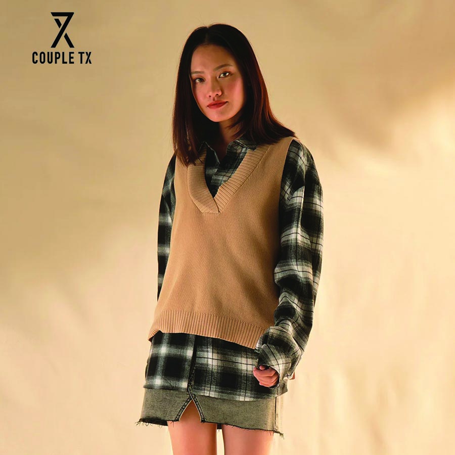 Áo gile len nữ Couple TX form ghile dày xẻ tà nhẹ cho mùa thu đông WSW 2010