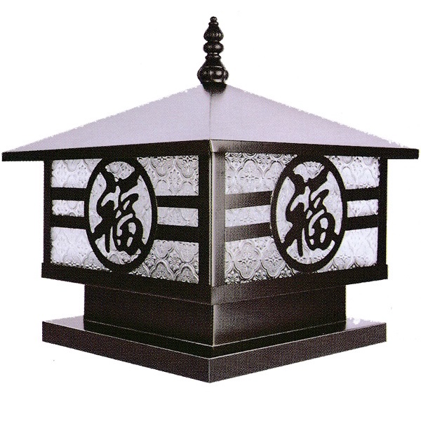 Đèn trụ cổng gắn đầu cột ngoài trời thân lá thép sơn tĩnh điện D40cm
