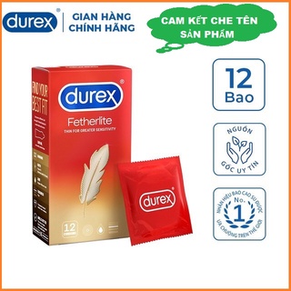 1c Bao cao su Durex Fetherlite siêu mỏng size 52mm, cam kết che tên sản phẩm