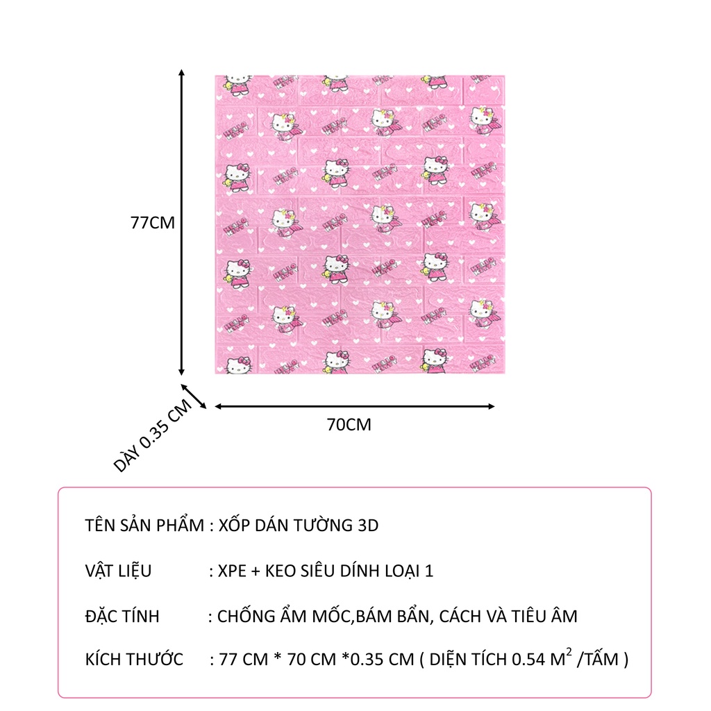 Xốp dán tường hoạt hình 3d kích thước 70x77cm sẵn keo siêu dính tiện lơi ZAZU | BigBuy360 - bigbuy360.vn