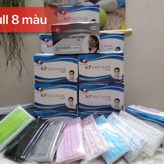 Khẩu trang y tế KHánh phượng nhiều màu 4 lớp hộp 50 cái