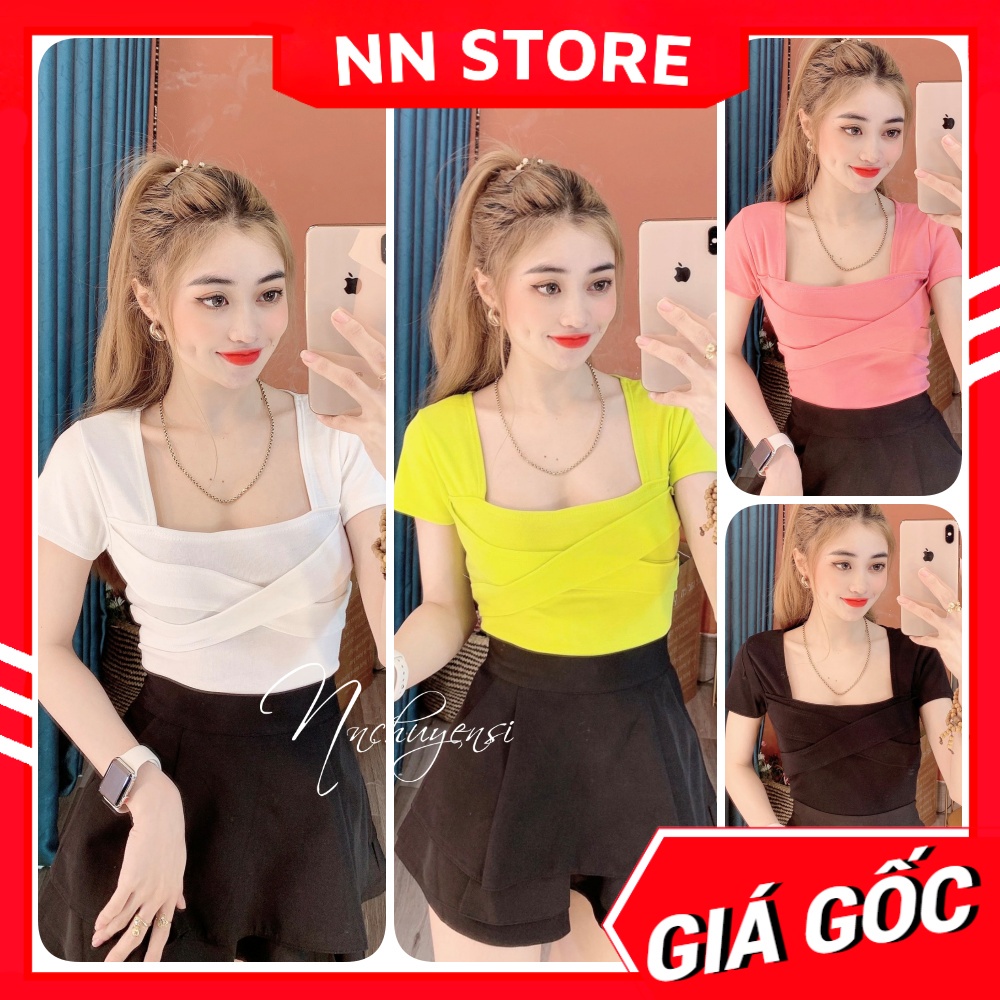 Áo thun kiểu croptop chất thun borip mềm mịn co giãn siêu thoải mái ABR 🛑 Áo croptop cổ sơ mi