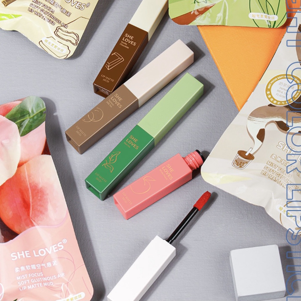 Son kem SHE LOVES mềm mịn mọng môi Mist Focus Soft Glutinous Air Lip Matte Mud SHEL23