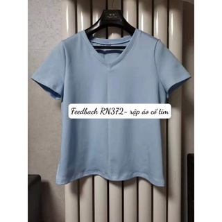 RN372_Rập giấy may áo thun cổ tim nữ