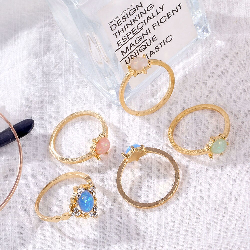 Set 5 Nhẫn Đeo Khớp Ngón Tay Phong Cách Vintage Cho Nữ