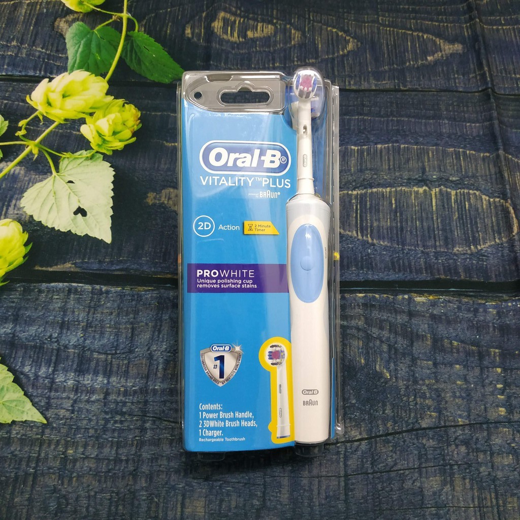 Bàn chải đánh răng điện Oral-B Vitality Plus 2 đầu Pro White