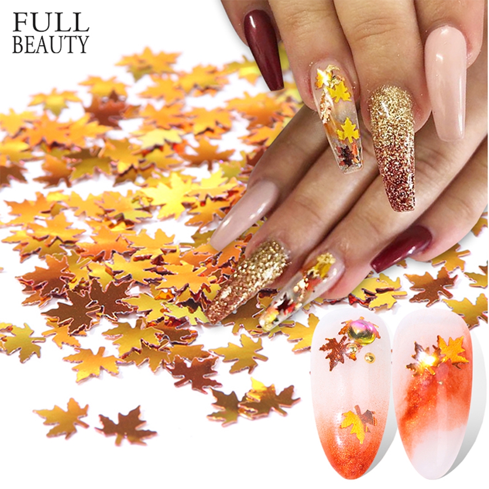 EUCAP Manicure Nail Art Decor Iridescent Multicolor Leaf|Nail Sequins