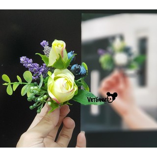 Cài áo chú rể - tone trắng