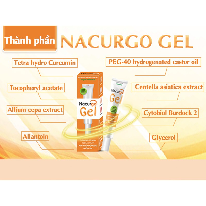 Nacurgo Gel - Hỗ trợ ngừa mụn, thâm sẹo do mụn tuýp 20g