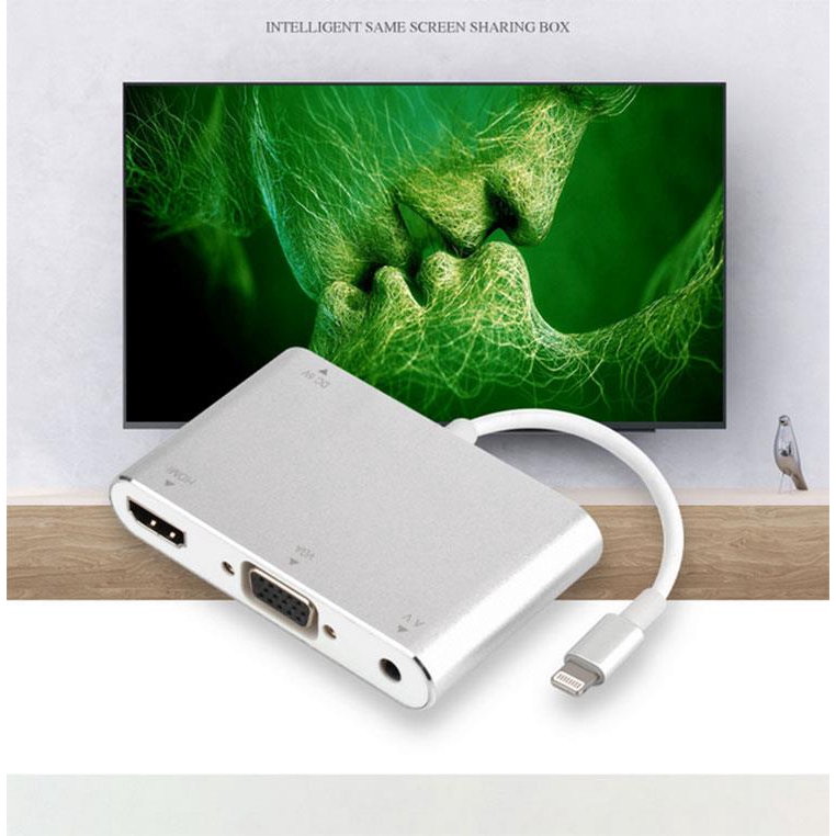 Đầu Chuyển Đổi AMORUS Lightning 8pin Sang Hdmi + Vga + Audio + Micro Usb