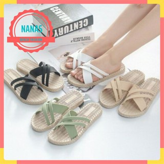 Dép Quai Ngang❤️ Freeship_50k❤️Dép Nữ Giả Cói Quai Ngang [Hàng Chuẩn] Đủ Màu Sắc Đi Biển Chống Nước, Đế Cao Su Dẻo