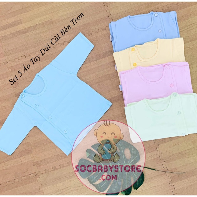 Set 5 áo sơ sinh bác sĩ cotton nhiều màu cho bé