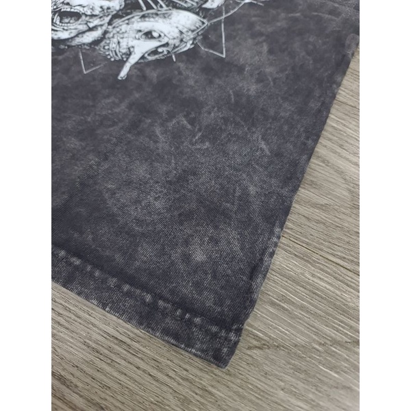 Áo Thun wash loang Nam Nữ  Áo Phông Unisex form rộng tay lỡ wash acid xám vải cotton in hình Anime hoạt hình