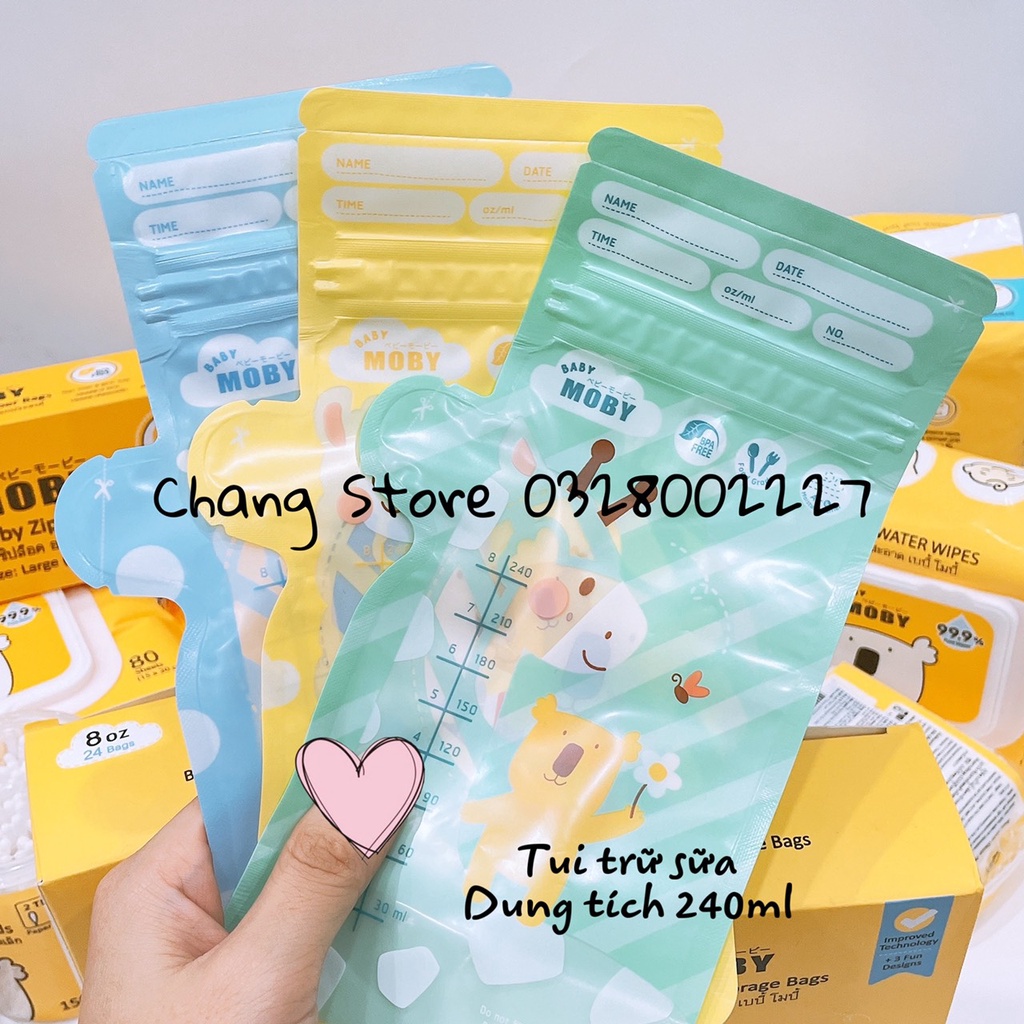 [CHÍNH HÃNG] Hộp Túi trữ sữa Moby Thái Lan dung tích 240ML