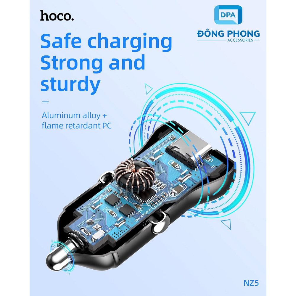 Tẩu Sạc Nhanh Xe Hơi Đa Năng Hoco NZ5 Chính Hãng ( Sạc Nhanh PD 30W, QC3.0 )