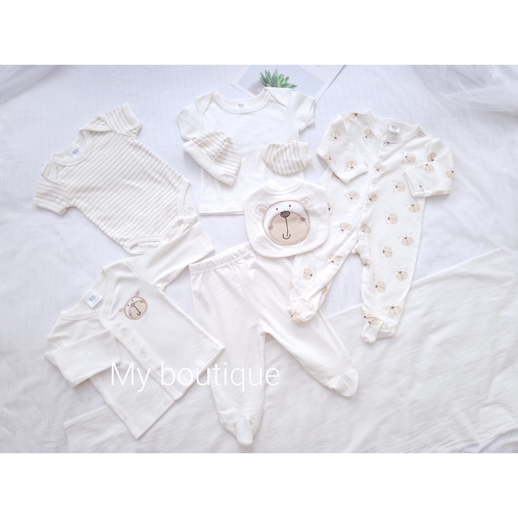 Set đồ sơ sinh cho bé 8 chi tiết, 100% cotton, My boutique, size 0 - 9m.