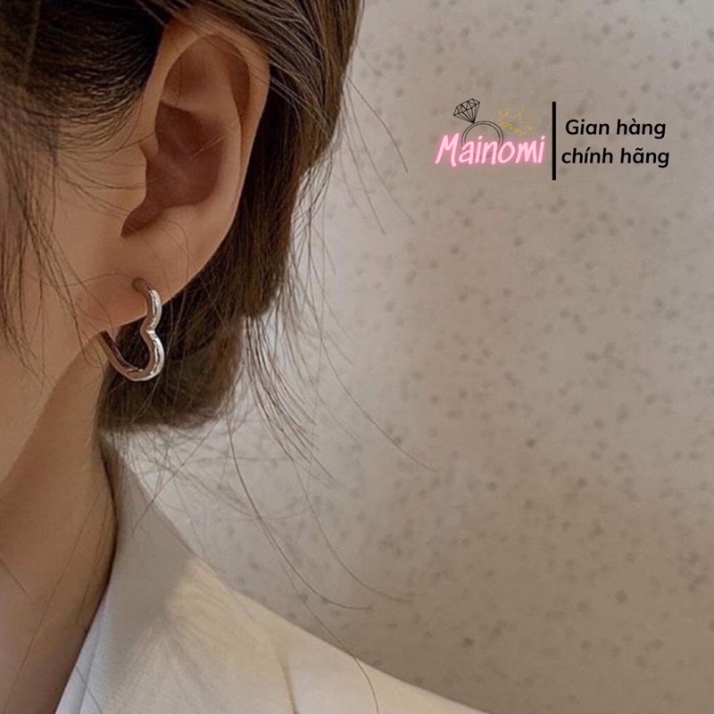 Bông tai  trái tim  thiết kế siêu siêu hot, nam nữ đều ok Mainomi Shop Bạc Xinh